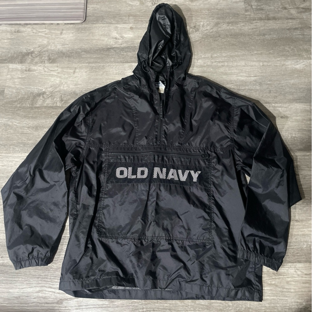 Old Navy Black Windbreaker Anorak Jacket